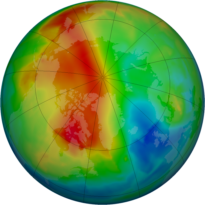 Arctic ozone map for 13 January 2012